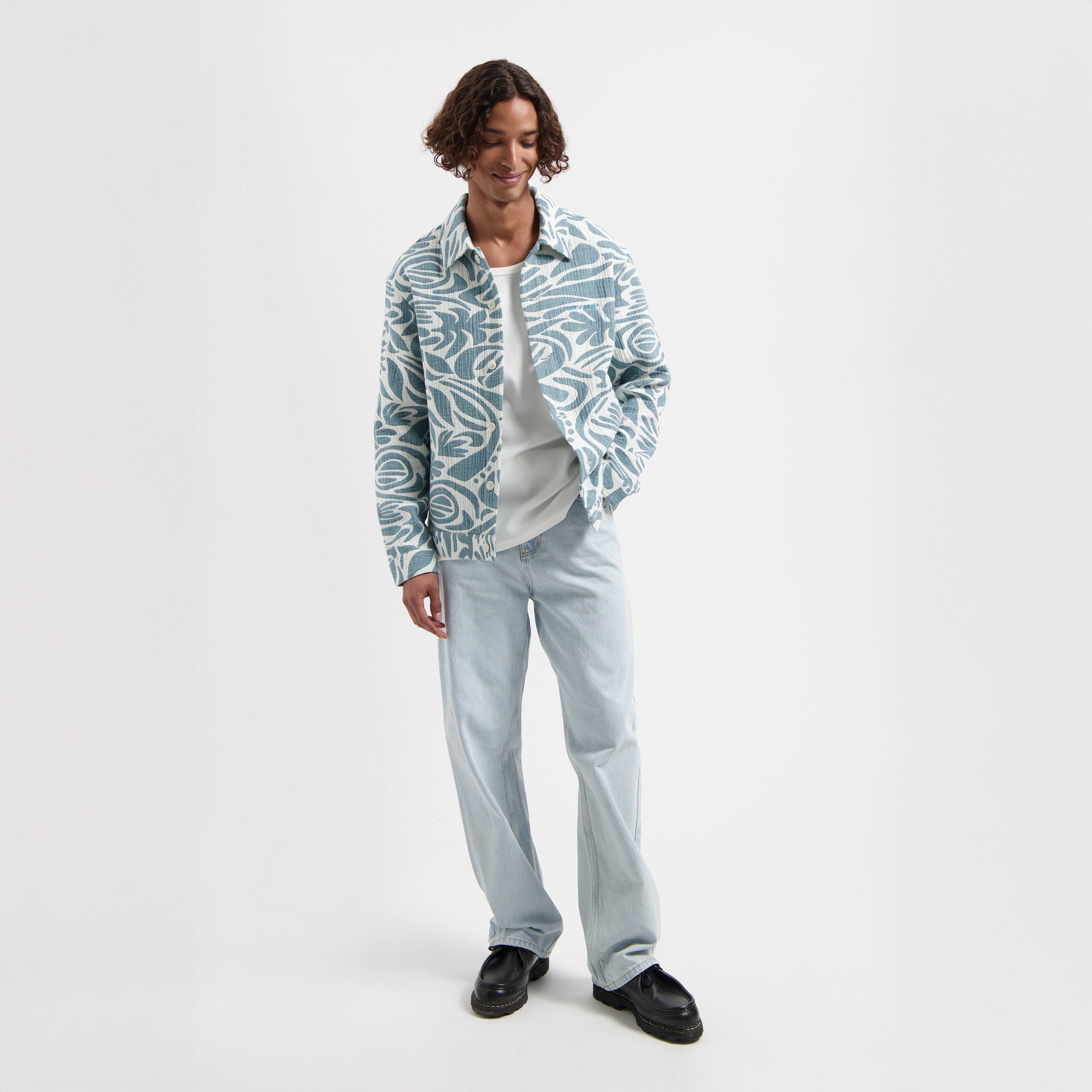 SAPPHIRE JACQUARD TRUCKER JACKET