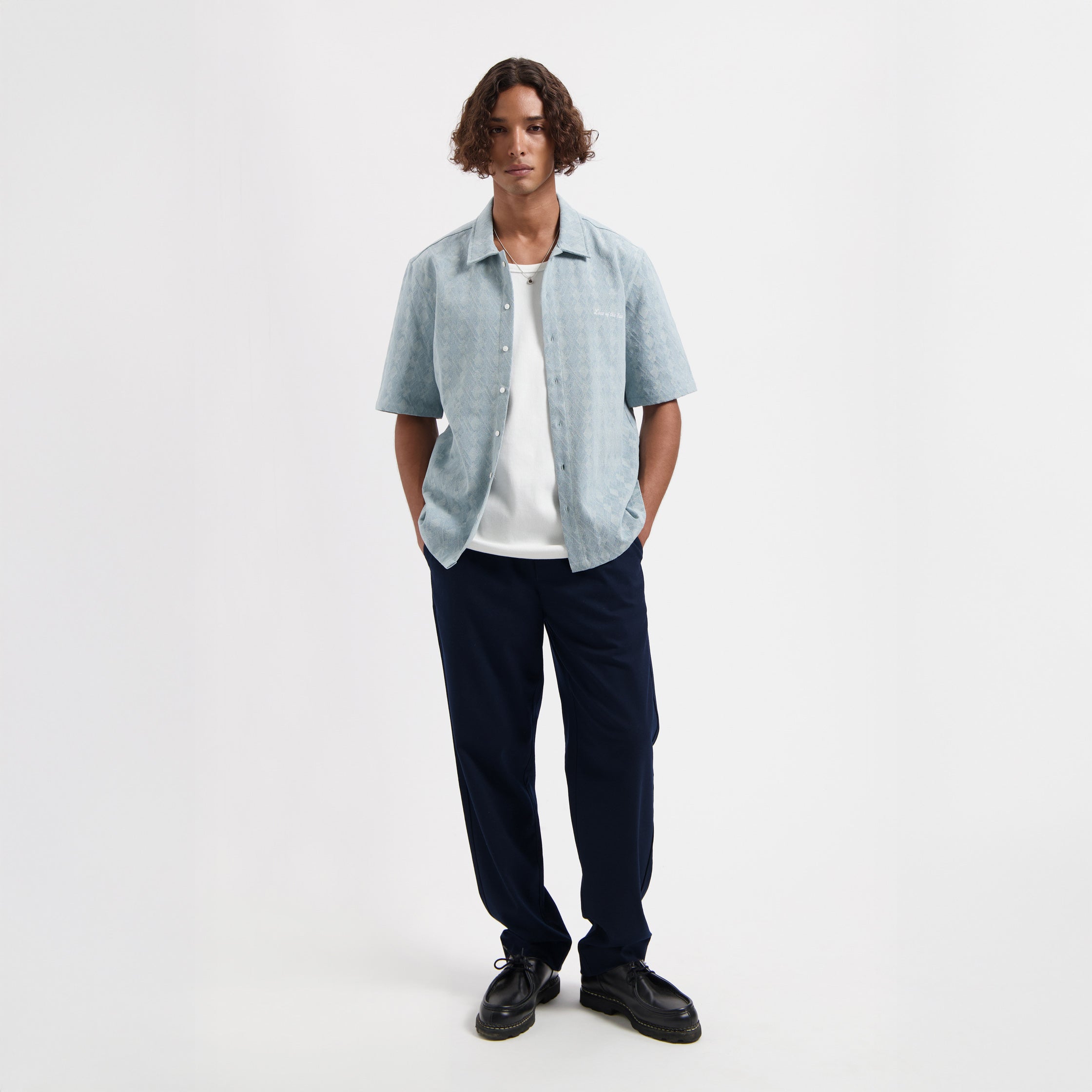 SALTERN BLEACHED DENIM JACQUARD SHIRT