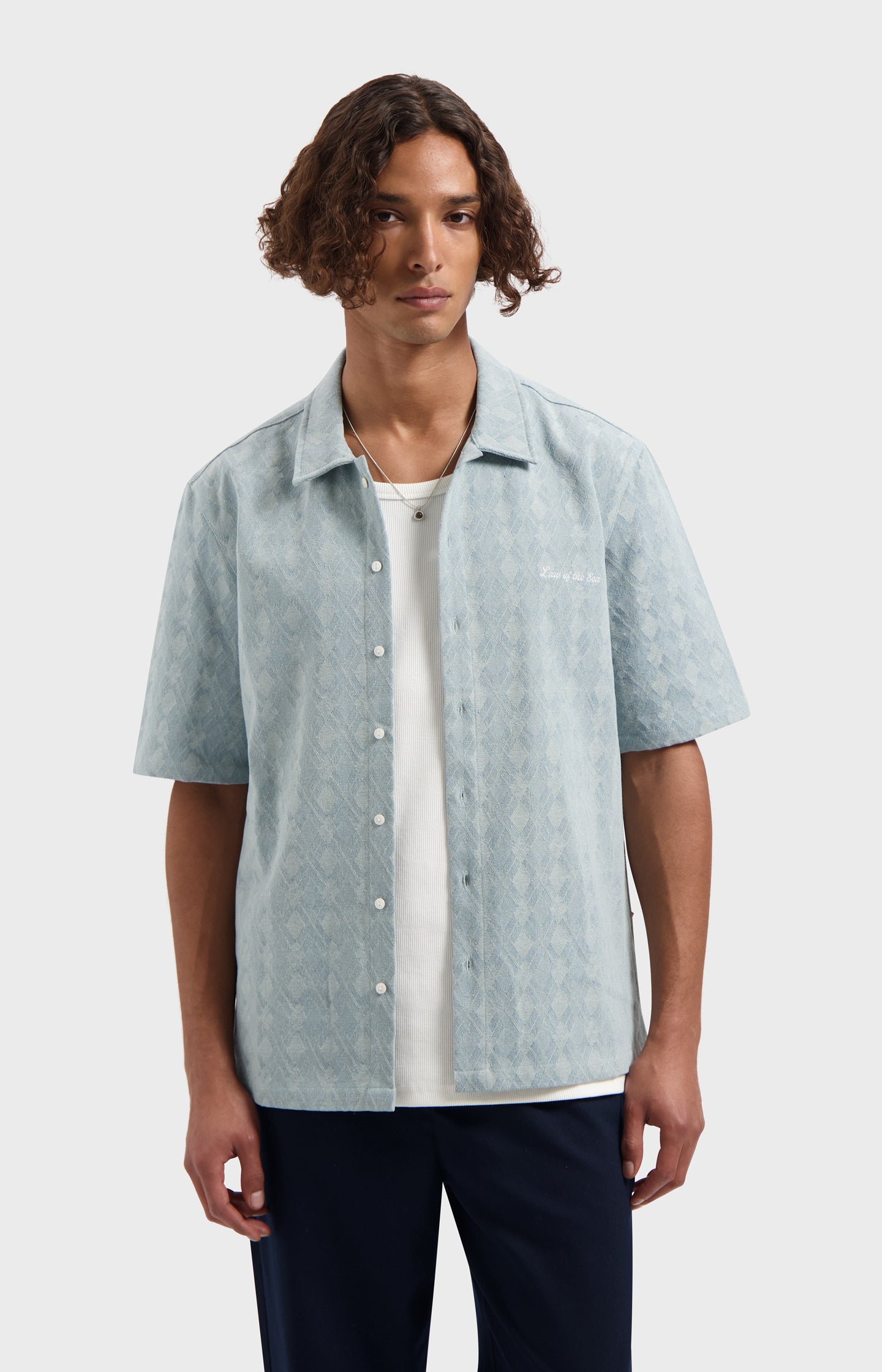 SALTERN BLEACHED DENIM JACQUARD SHIRT