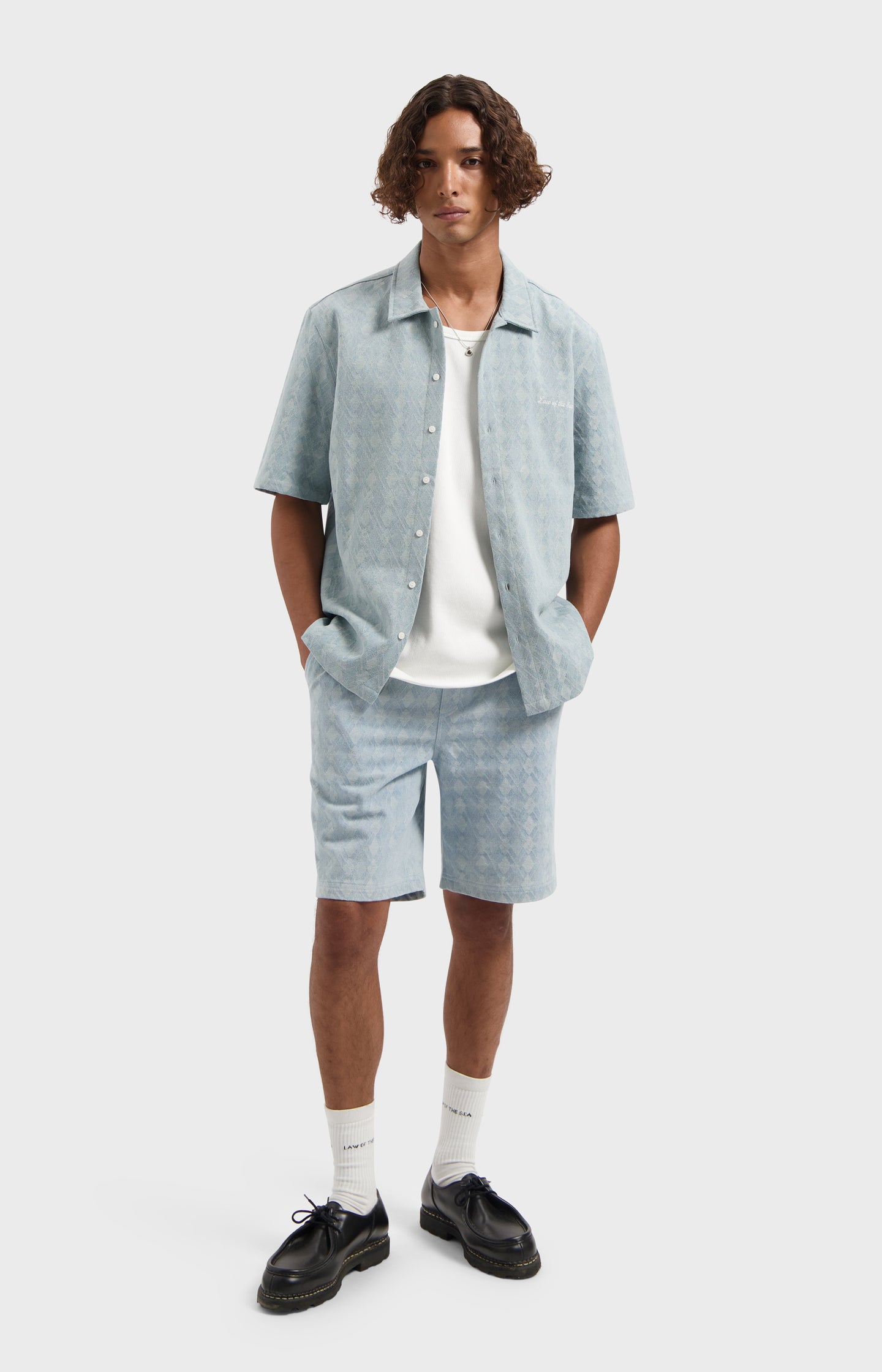LAZORN BLEACHED DENIM JACQUARD SHORT