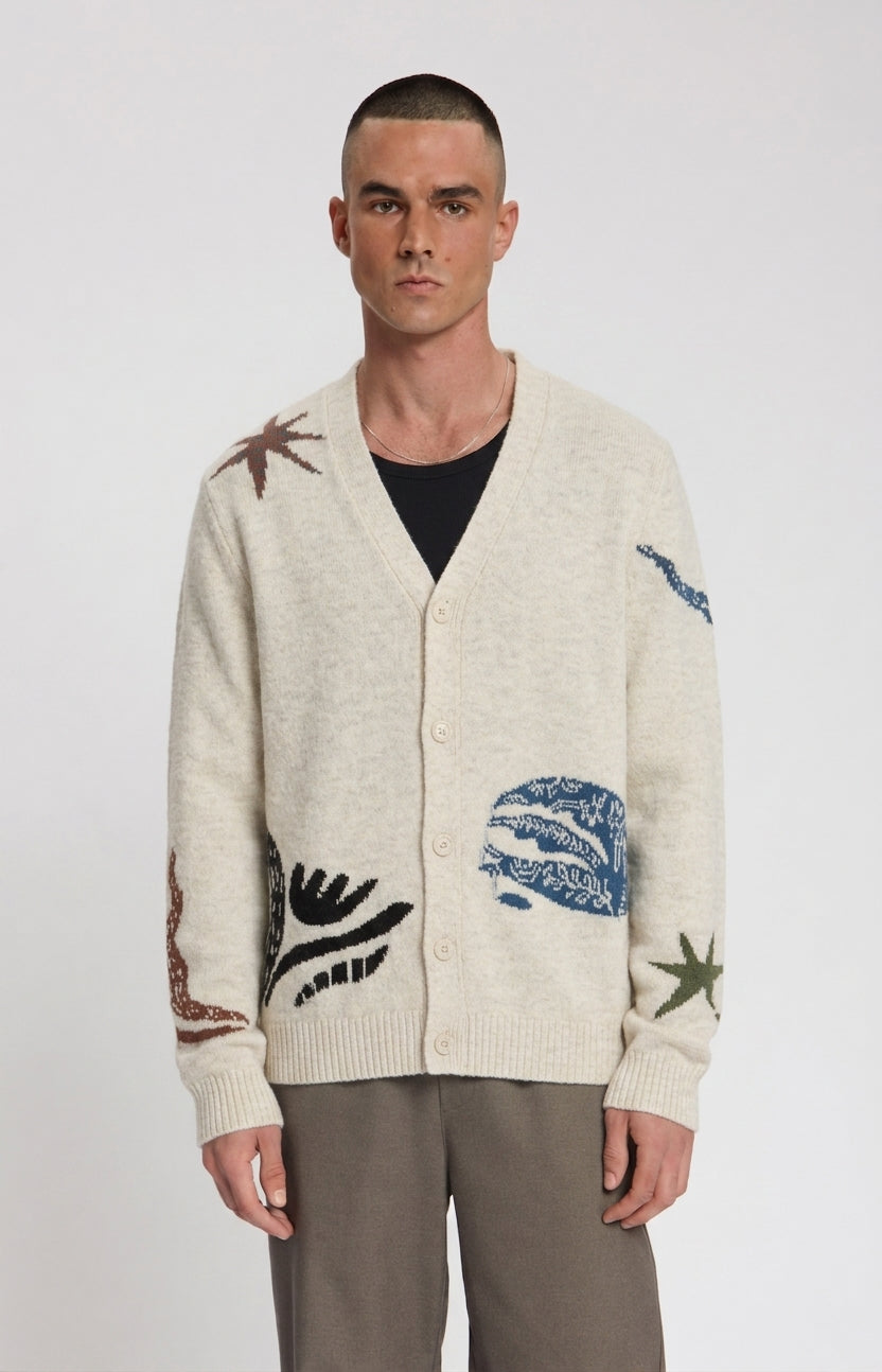 KUROSHIO KNITTED CARDIGAN WITH INTARSIA